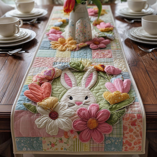 Floral Bunny Quilted Table Runner GFTOQM3007