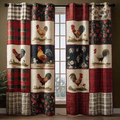 Patchwork Roosters Quilted Curtains GFTOQM3018