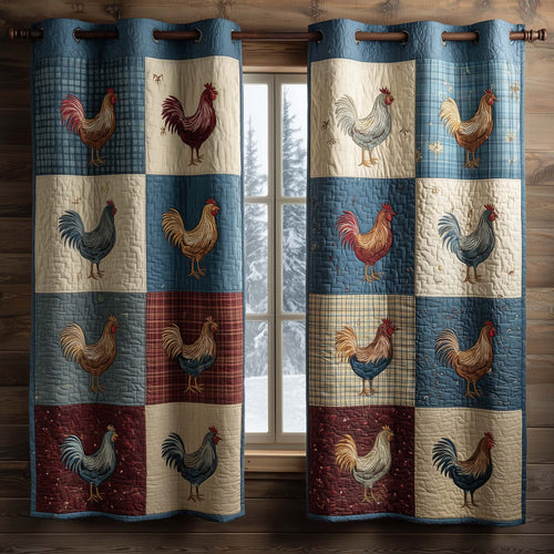 Country Roosters Quilted Curtains GFTOQM3019