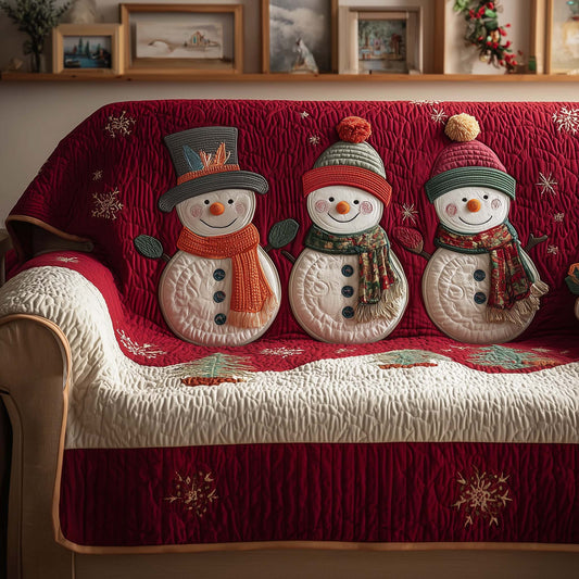 Snowman Trio Quilted Sofa Cover GFTOQM301