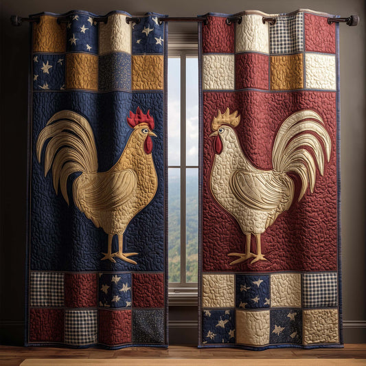 Americana Rooster Quilted Curtains GFTOQM3020