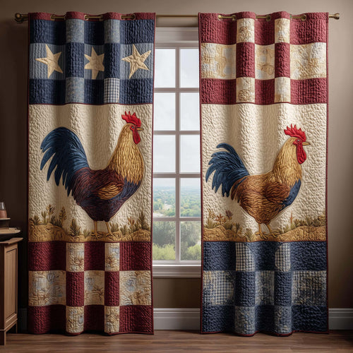 Rustic Rooster Quilted Curtains GFTOQM3021