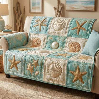 Seaside Shells Quilted Sofa Cover GFTOQM3024