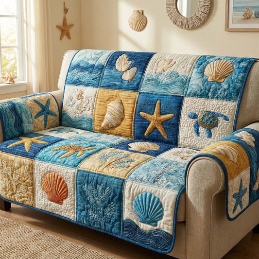 Ocean Blocks Quilted Sofa Cover GFTOQM3027