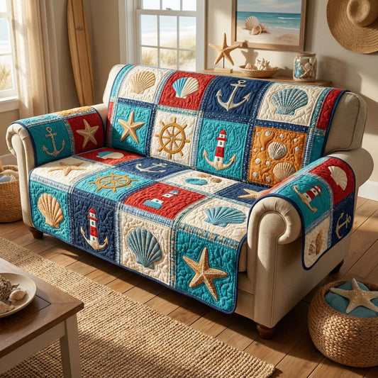 Marine Mosaic Quilted Sofa Cover GFTOQM3029