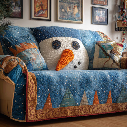 Snowman Face Quilted Sofa Cover GFTOQM302