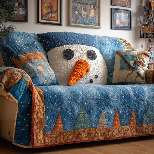 Snowman Face Quilted Sofa Cover GFTOQM302