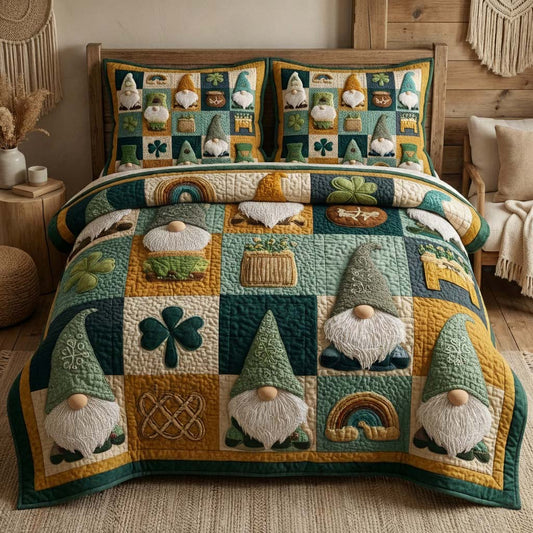 Lucky Gnomes 3-Piece Quilted Bedding Set GFTOQM3031