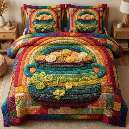 Golden Cauldron 3-Piece Quilted Bedding Set GFTOQM3034