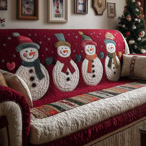 Snowman Row Quilted Sofa Cover GFTOQM303