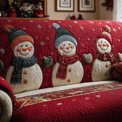 Dapper Snowmen Quilted Sofa Cover GFTOQM304