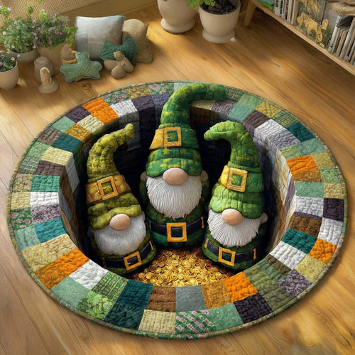 Golden Gnomes Quilted Round Mat GFTOQM3063