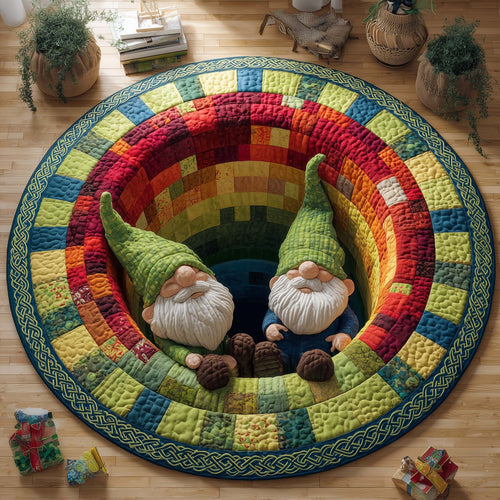 Rainbow Gnomes Quilted Round Mat GFTOQM3065