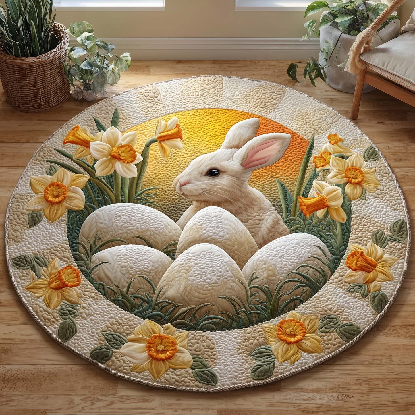 Daffodil Bunny Quilted Round Mat GFTOQM3068