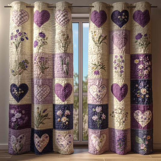 Lavender Heart Quilted Curtains GFTOQM3076