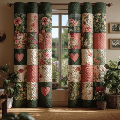 Blush Garden Quilted Curtains GFTOQM3077
