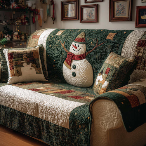 Cute Snowman Quilted Sofa Cover GFTOQM309