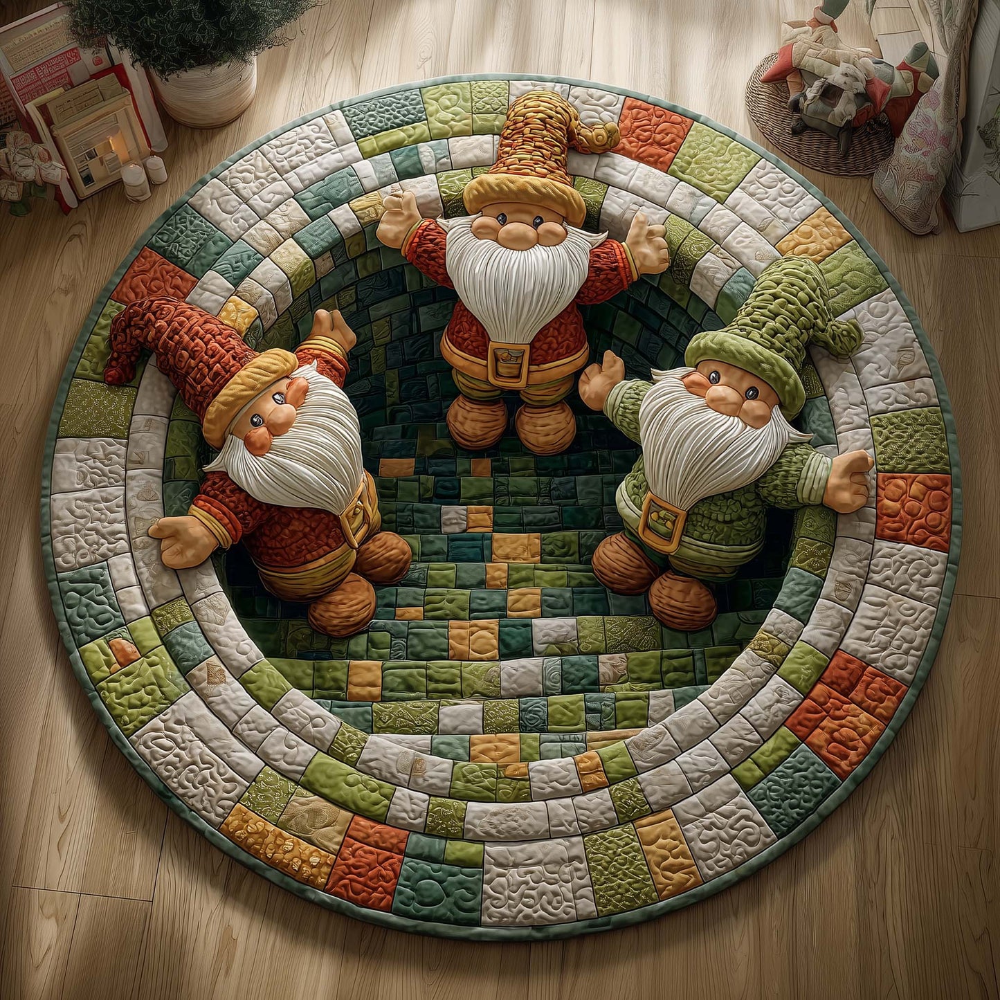Trio Leprechauns Quilted Round Mat GFTOQM3101