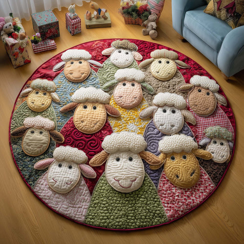 Patchwork Sheep Quilted Round Mat GFTOQM3103