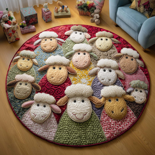 Patchwork Sheep Quilted Round Mat GFTOQM3103