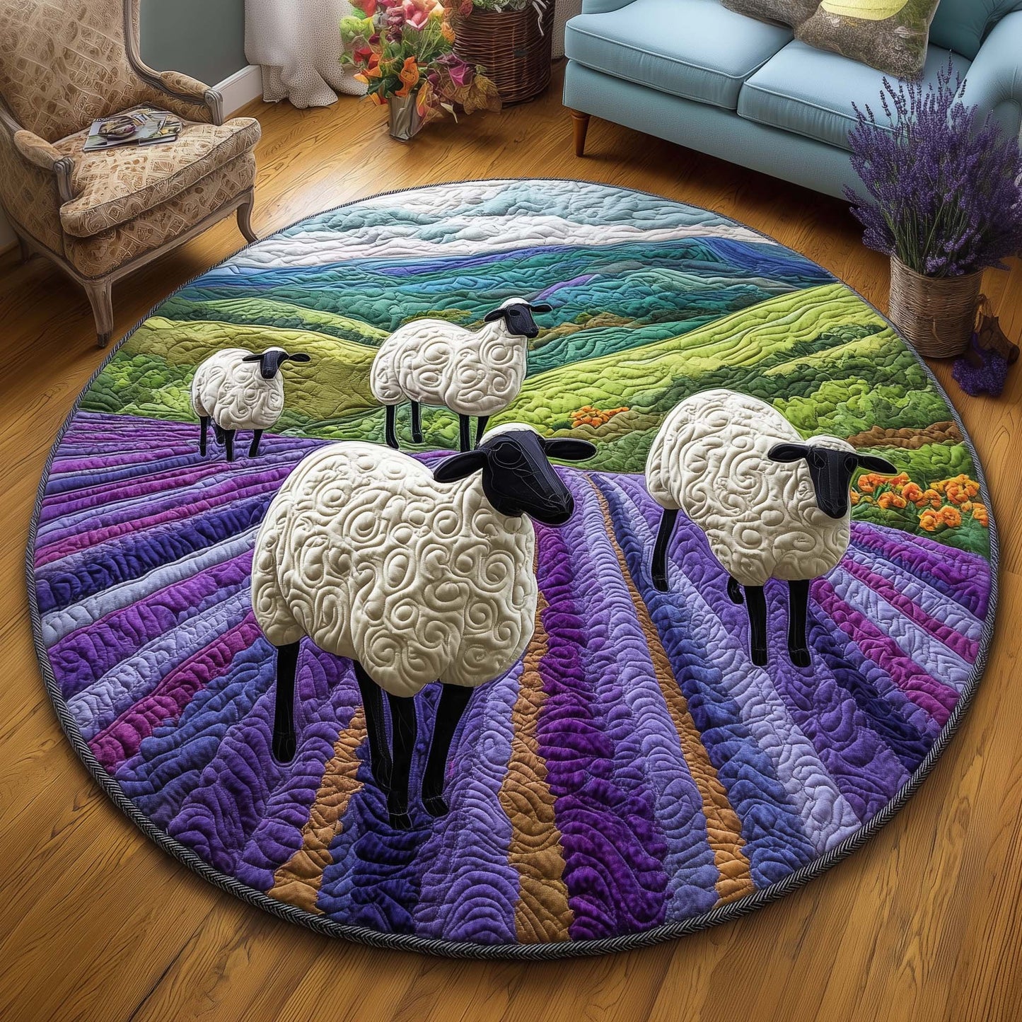 Lavender Meadow Quilted Round Mat GFTOQM3104