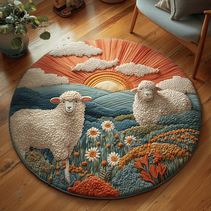 Sunrise Sheep Quilted Round Mat GFTOQM3107