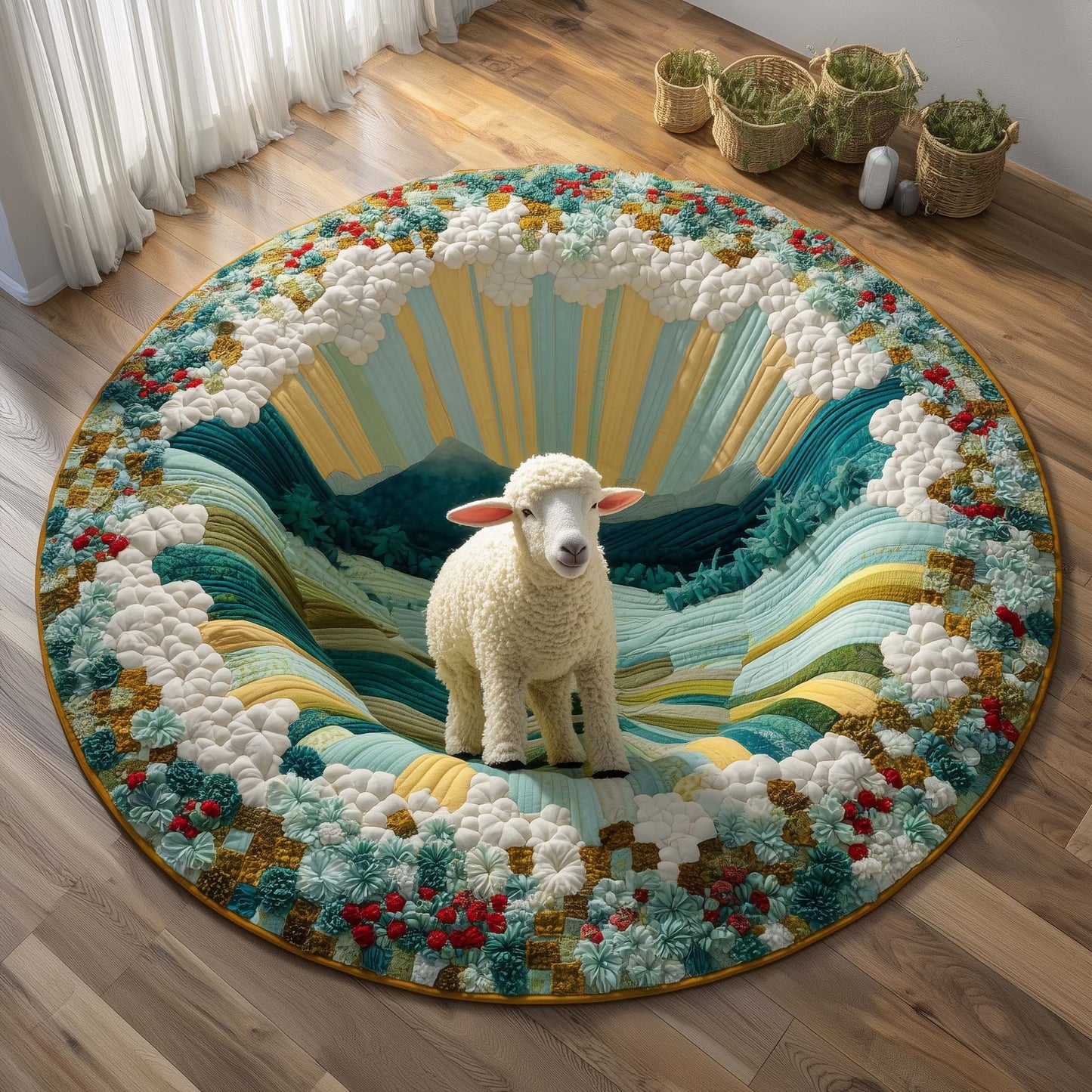 Dreamy Lamb Quilted Round Mat GFTOQM3108