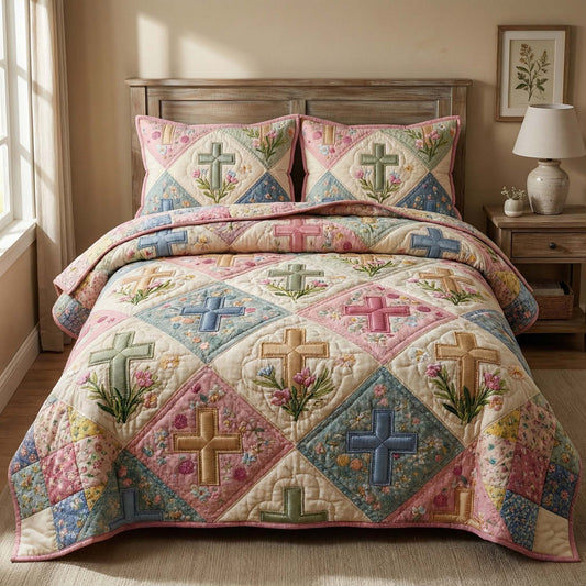 Floral Faith 3-Piece Quilted Bedding Set GFTOQM3119