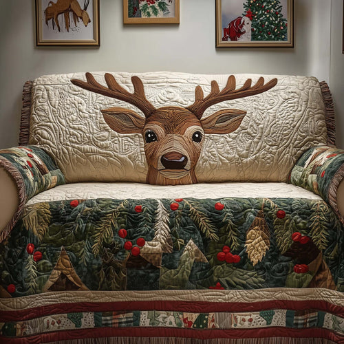 Deer Head Quilted Sofa Cover GFTOQM311