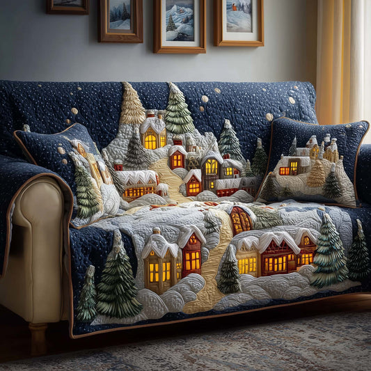 Winter Village Quilted Sofa Cover GFTOQM314