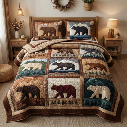 Mountain Bears 3-Piece Quilted Bedding Set GFTOQM3153