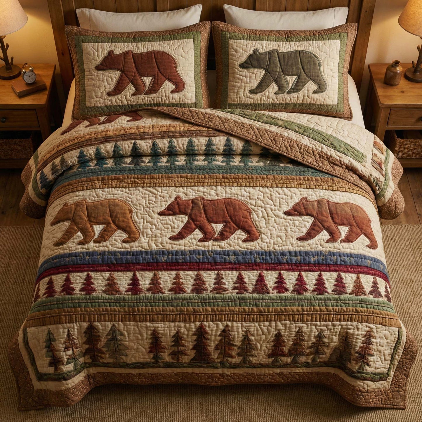 Woodland Stripes 3-Piece Quilted Bedding Set GFTOQM3154