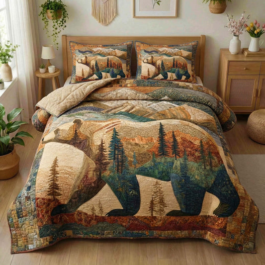 Scenic Bear 3-Piece Quilted Bedding Set GFTOQM3157
