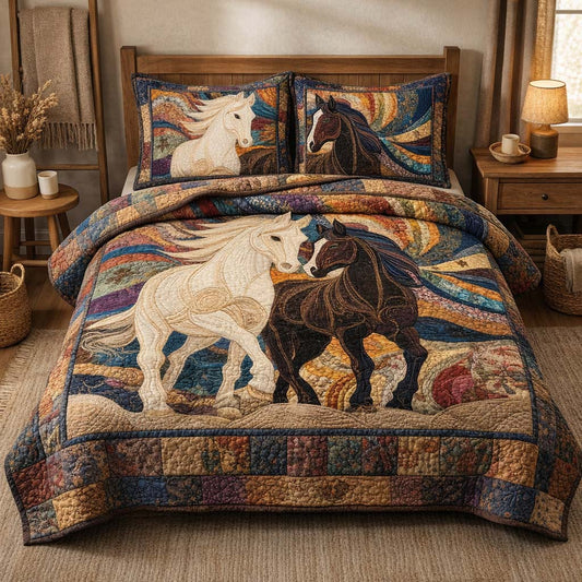 Harmony Horses 3-Piece Quilted Bedding Set GFTOQM3158