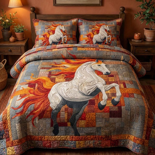 Blazing Mane 3-Piece Quilted Bedding Set GFTOQM3160
