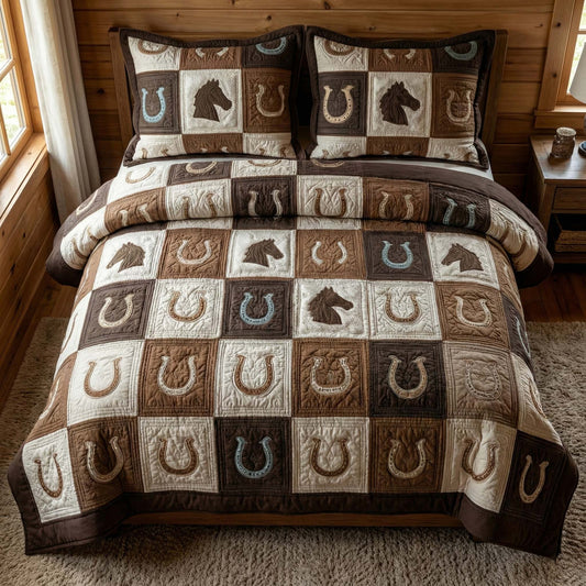 Western Grid 3-Piece Quilted Bedding Set GFTOQM3162