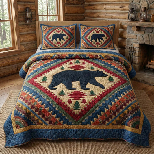 Forest Diamond 3-Piece Quilted Bedding Set GFTOQM3178