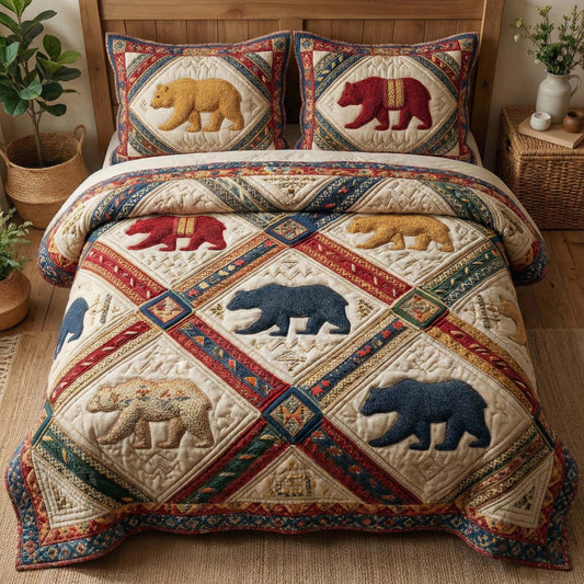 Heritage Patch Bear 3-Piece Quilted Bedding Set GFTOQM3184