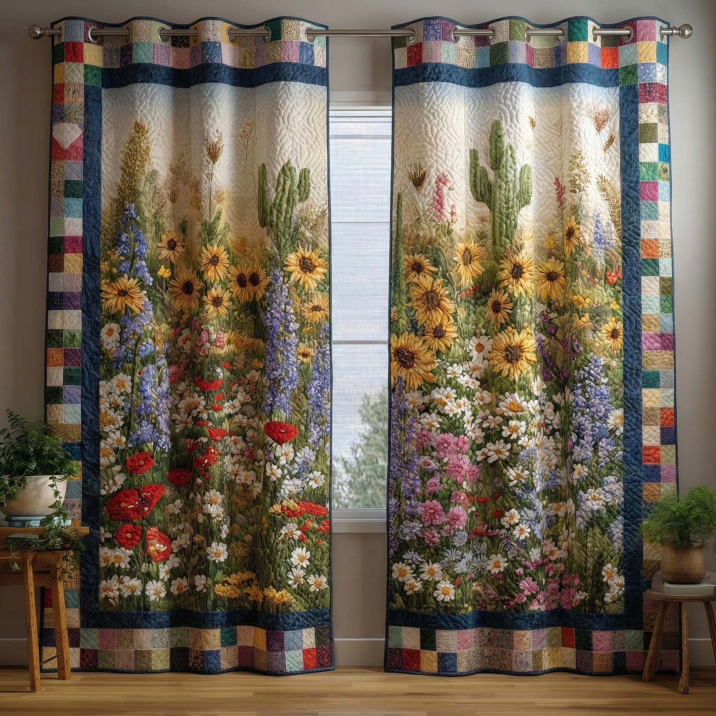 Wildflower Meadow Quilted Curtains GFTOQM3192