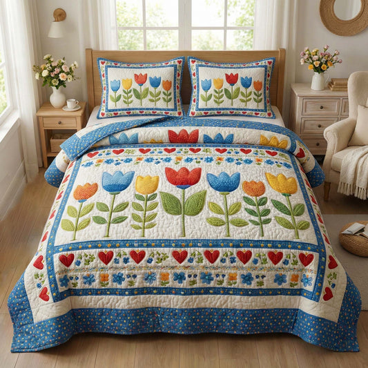 Blossom Grace 3-Piece Quilted Bedding Set GFTOQM3201