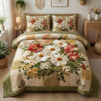 Blossom Grace 3-Piece Quilted Bedding Set GFTOQM3204