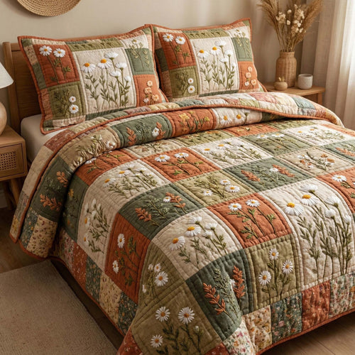 Blossom Grace 3-Piece Quilted Bedding Set GFTOQM3207