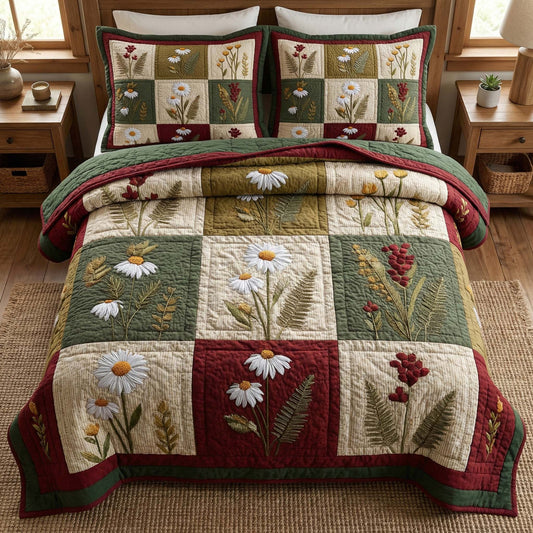Blossom Grace 3-Piece Quilted Bedding Set GFTOQM3209