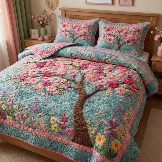 Blossom Life 3-Piece Quilted Bedding Set GFTOQM3213