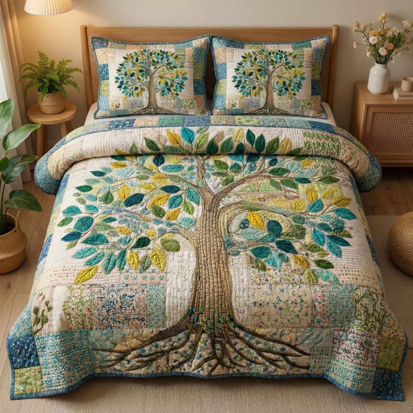 Botanical Tree 3-Piece Quilted Bedding Set GFTOQM3214