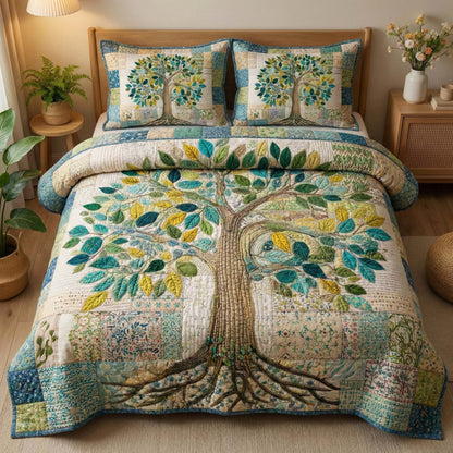 Botanical Tree 3-Piece Quilted Bedding Set GFTOQM3214