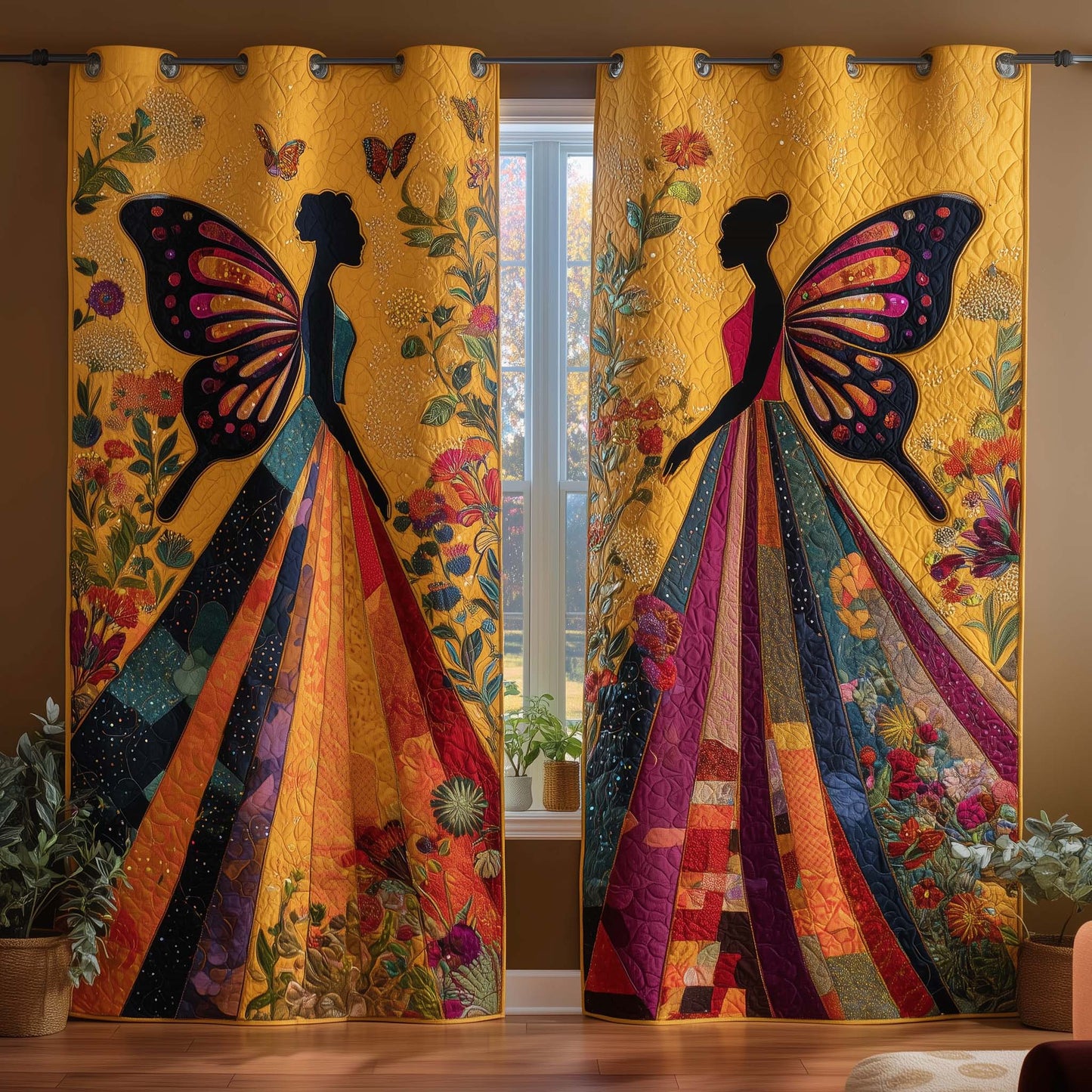 Butterfly Bloom Quilted Curtains GFTOQM3221