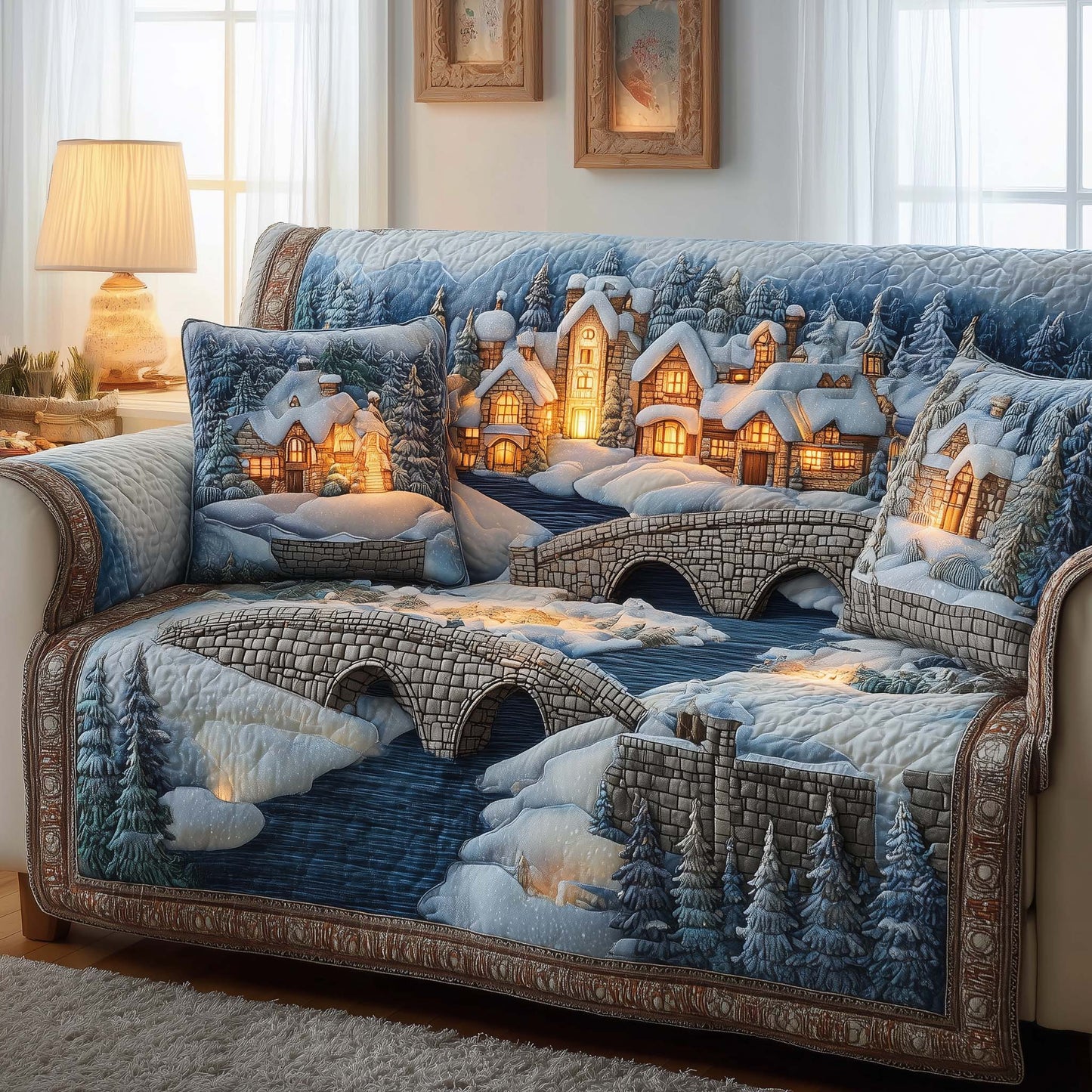 Winter River Quilted Sofa Cover GFTOQM322