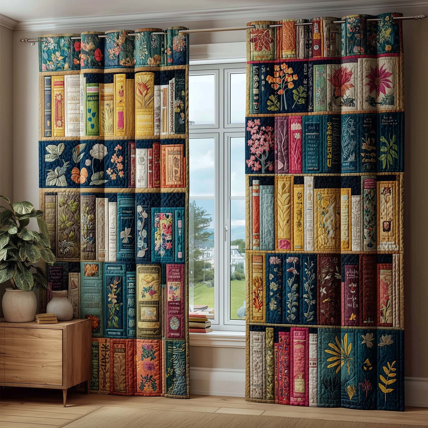 Bookshelf Quilt Quilted Curtains GFTOQM3232