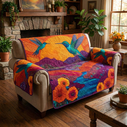 Sunset Hummingbird Quilted Sofa Cover GFTOQM3235
